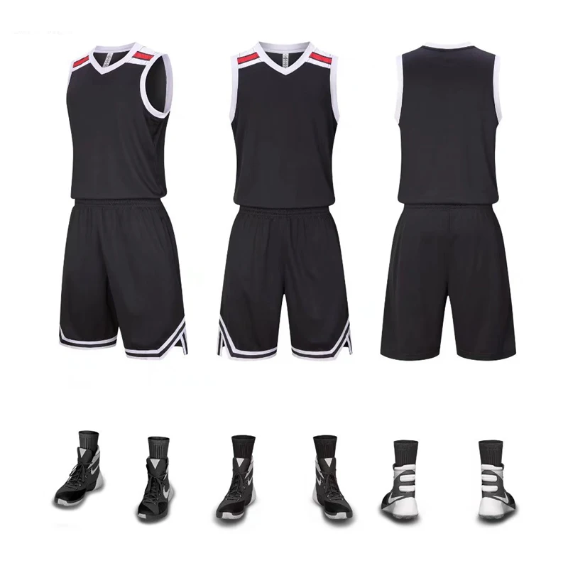 Нови висококачествени комплекти за мъжки баскетбол форми, Спортни облекла, бързо съхнещи младежки баскетболни потници, Спортни костюми за колеж Изображение 1