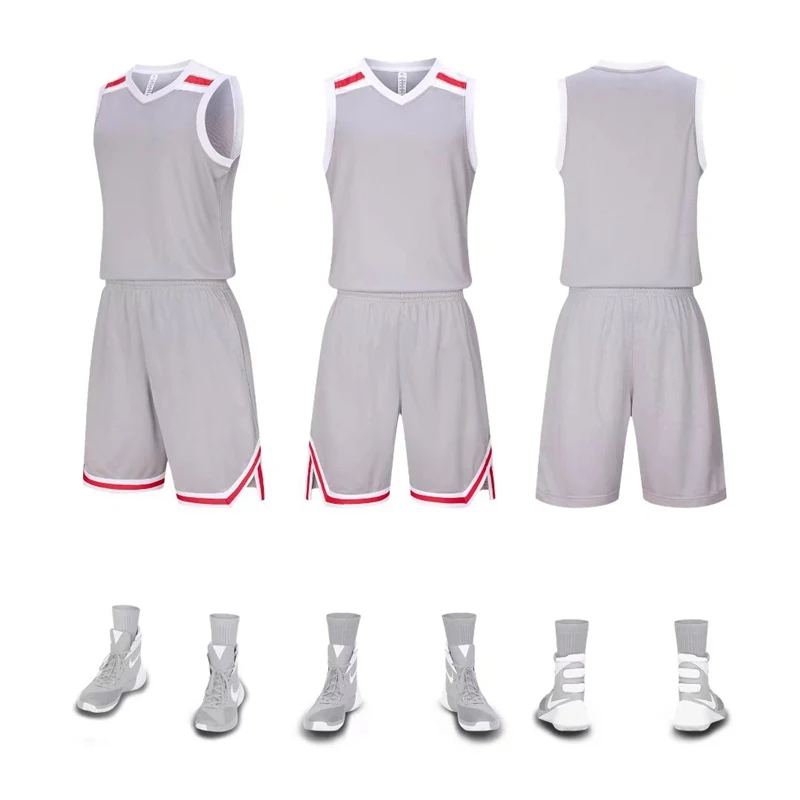 Нови висококачествени комплекти за мъжки баскетбол форми, Спортни облекла, бързо съхнещи младежки баскетболни потници, Спортни костюми за колеж Изображение 2