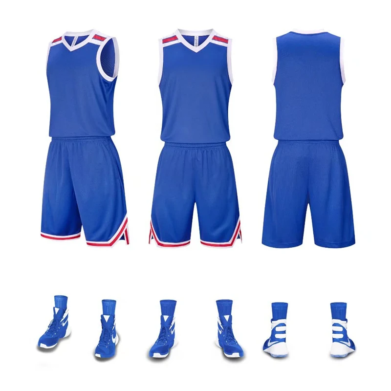 Нови висококачествени комплекти за мъжки баскетбол форми, Спортни облекла, бързо съхнещи младежки баскетболни потници, Спортни костюми за колеж Изображение 3