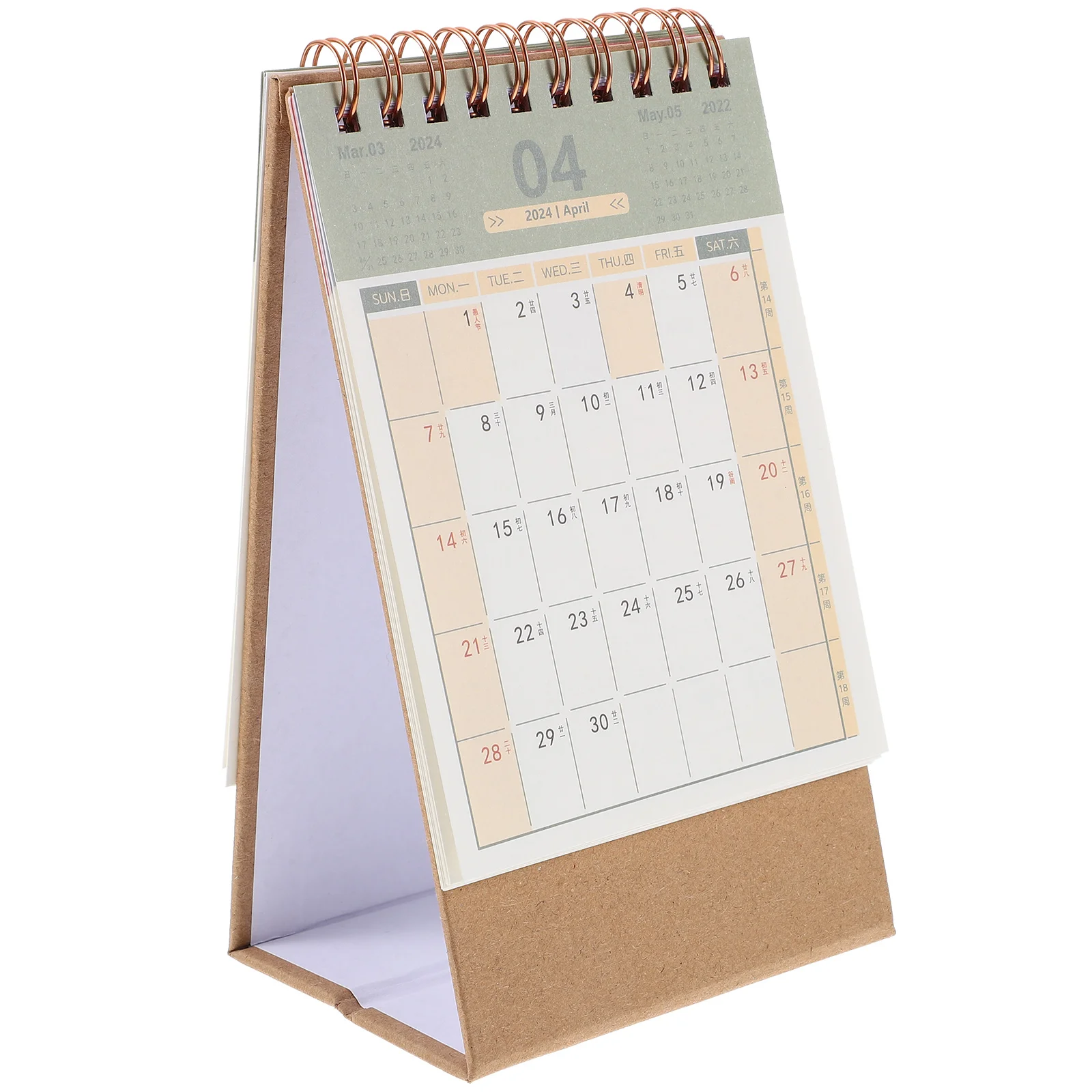 Офис декор 2024, мини настолен Календар с Панти капак, Малък Бронзов Хартиен календар-2024 На работния плот Изображение 0