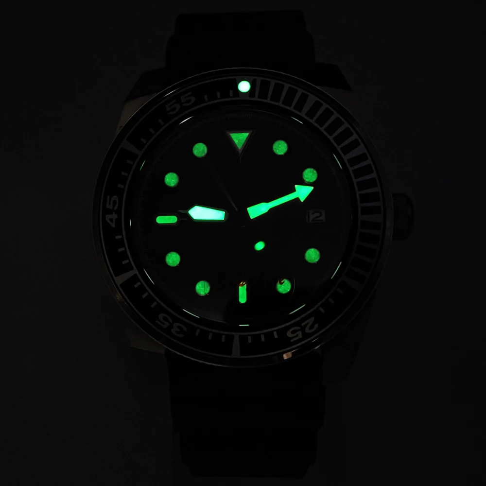 Мъжки часовник 42 мм автоматичен часовник Samurai, светещи часовници калибър NH36, сив каишка от каучук, син сапфир Изображение 1