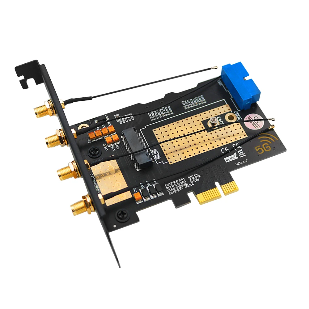 M. 2 Wifi Модул за връзка към картата на разширяване на PCIE X1/USB 3.0, 4 Антени, Слот за NANO SIM карта, Ключ NGFF B за Безжичен модул 30x42/52 3G, 4G 5G M2 Изображение 0