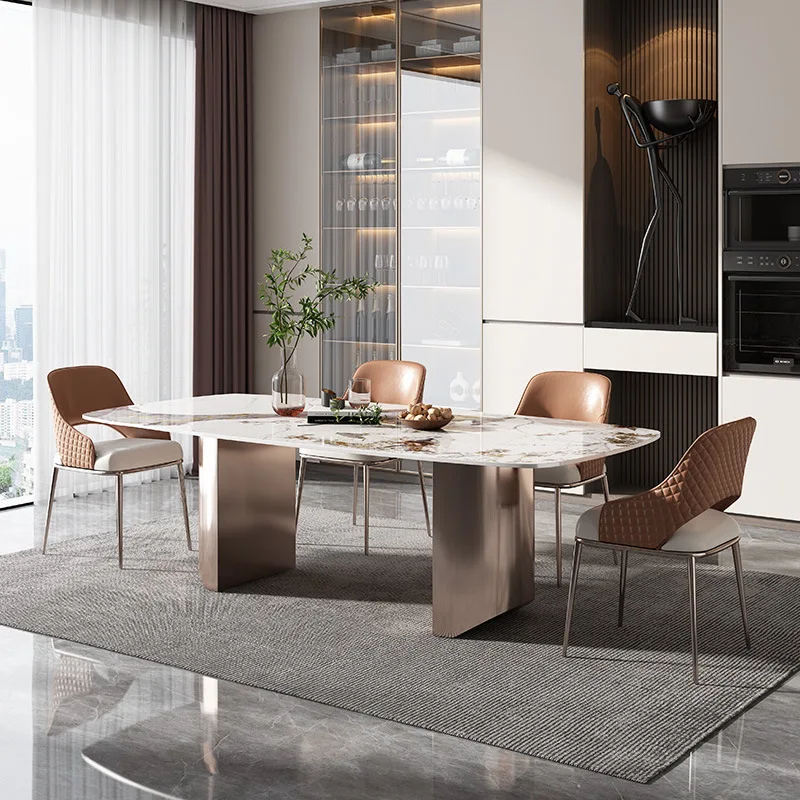 Минималистична трапезария стол, дизайн на вътрешни ресторант от висок клас, италиански, лампа, луксозен стол за хранене, маса за хранене, стол за грим Изображение 3