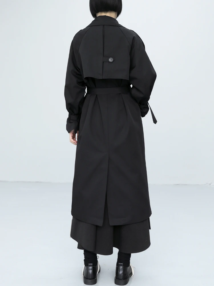 Дамски дълъг ветровка 2023, есен-зима, Ново корейското модно свободно работно палто в стил ретро, дълго ежедневното палто голям размер Изображение 3