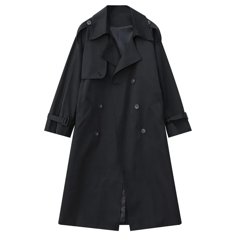 Дамски дълъг ветровка 2023, есен-зима, Ново корейското модно свободно работно палто в стил ретро, дълго ежедневното палто голям размер Изображение 4