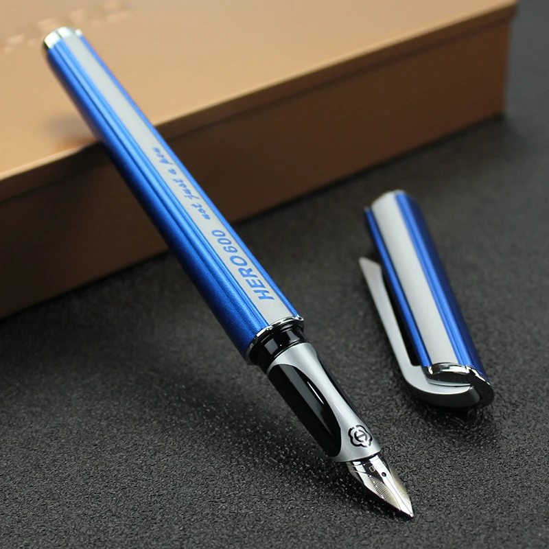 Метална черна писалка HERO 600, популярен стил, тънка дръжка 0,5 мм, индивидуално перо за писане Изображение 1