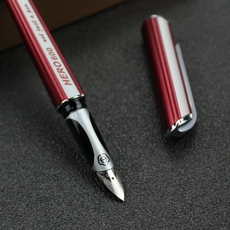 Метална черна писалка HERO 600, популярен стил, тънка дръжка 0,5 мм, индивидуално перо за писане Изображение 2