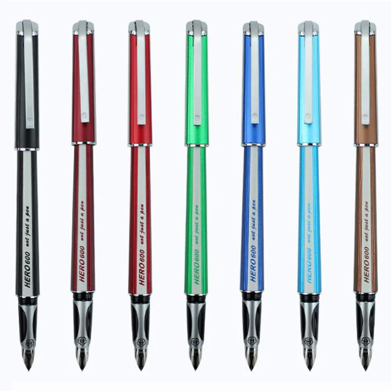 Метална черна писалка HERO 600, популярен стил, тънка дръжка 0,5 мм, индивидуално перо за писане Изображение 5