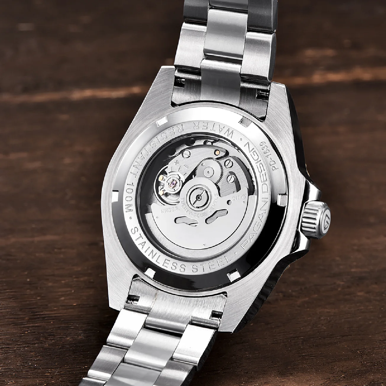 PAGANI ДИЗАЙНЪТ на Луксозни Мъжки Автоматичен Часовник От Сапфир Стъкло 100 м Водоустойчив мъжки механични часовници е от Неръждаема Стомана montre homme Изображение 4