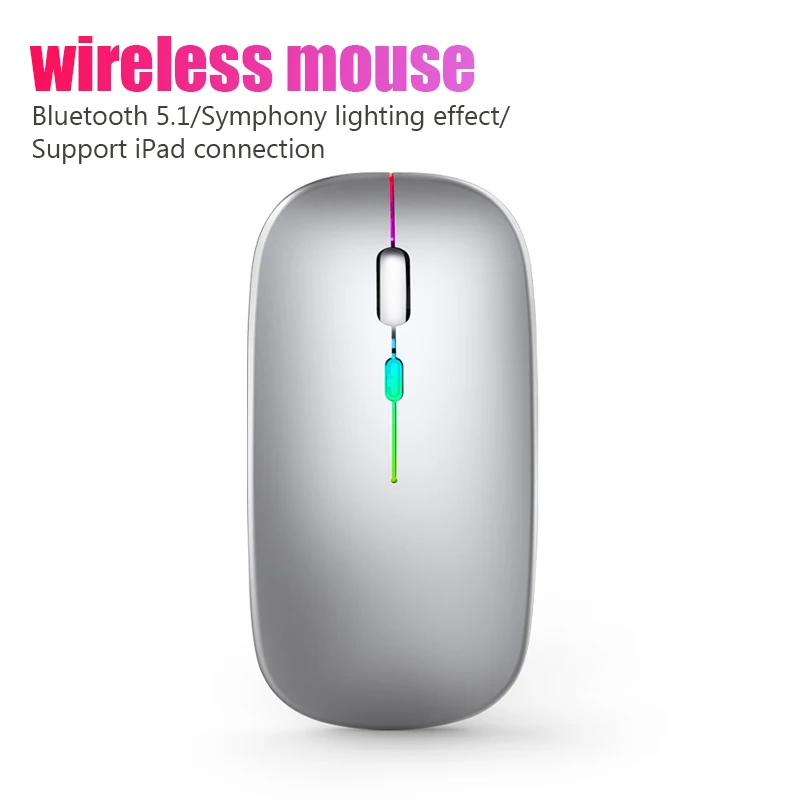 Безжична мишка RGB Акумулаторни Bluetooth-мишка Безжична компютърна ергономична детска мишката Mause с led подсветка за преносими КОМПЮТРИ Изображение 1