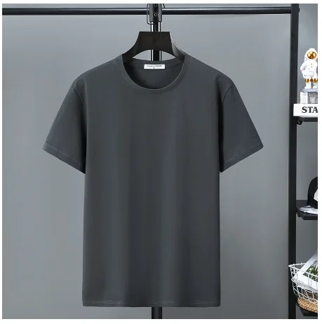  Лятна памучен мъжка тениска с къс ръкав, ежедневни однотонная риза с кръгло деколте, без тениска за мъже, тениски  Изображение 1
