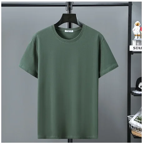  Лятна памучен мъжка тениска с къс ръкав, ежедневни однотонная риза с кръгло деколте, без тениска за мъже, тениски  Изображение 3