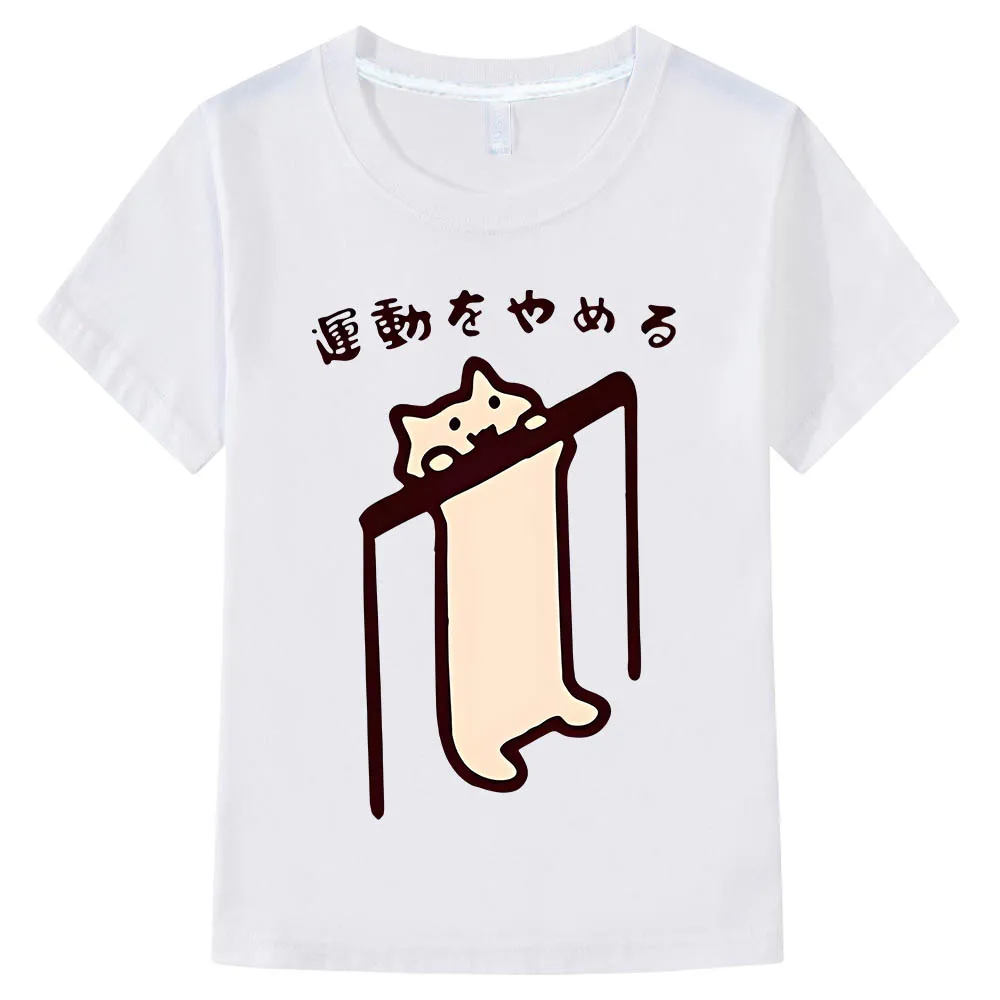 Ежедневни тениски One Котка с аниме, сладки тениски с изображение на анимационни герой на Манга за момчета, 100% памук, модна тениска с къс ръкав и модел за момичета Изображение 5
