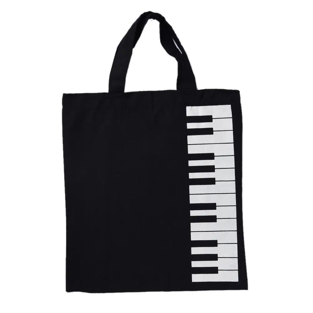 Преносима чанта за ноти от памук и лен, музикални чанта с изображение на клавиатурата, чанти за музикални инструменти, чанти за пазаруване 33x30 см Изображение 0