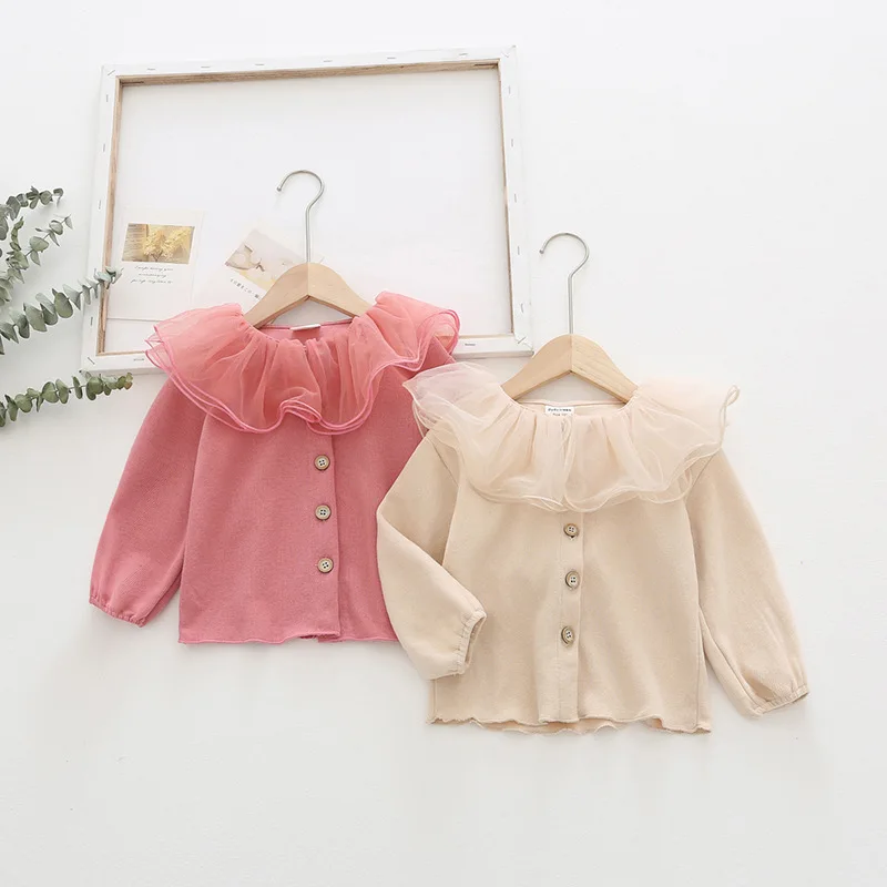 DIIMUU от 1 до 7 години, дрехи за малките момичета, детски облекла, памучни ризи с дълги ръкави, модерен пролетно-есенни блузи Изображение 0