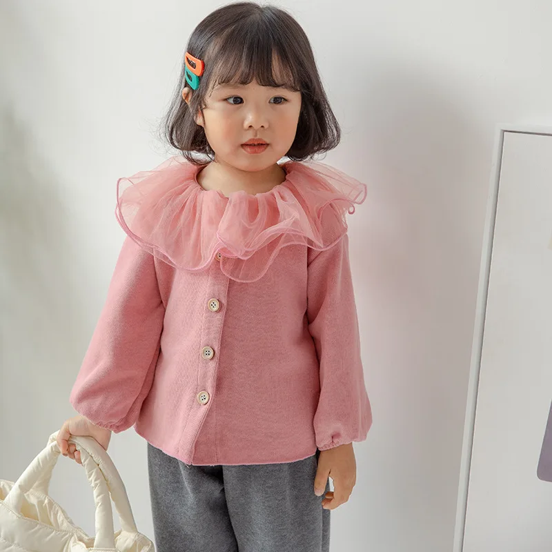 DIIMUU от 1 до 7 години, дрехи за малките момичета, детски облекла, памучни ризи с дълги ръкави, модерен пролетно-есенни блузи Изображение 1