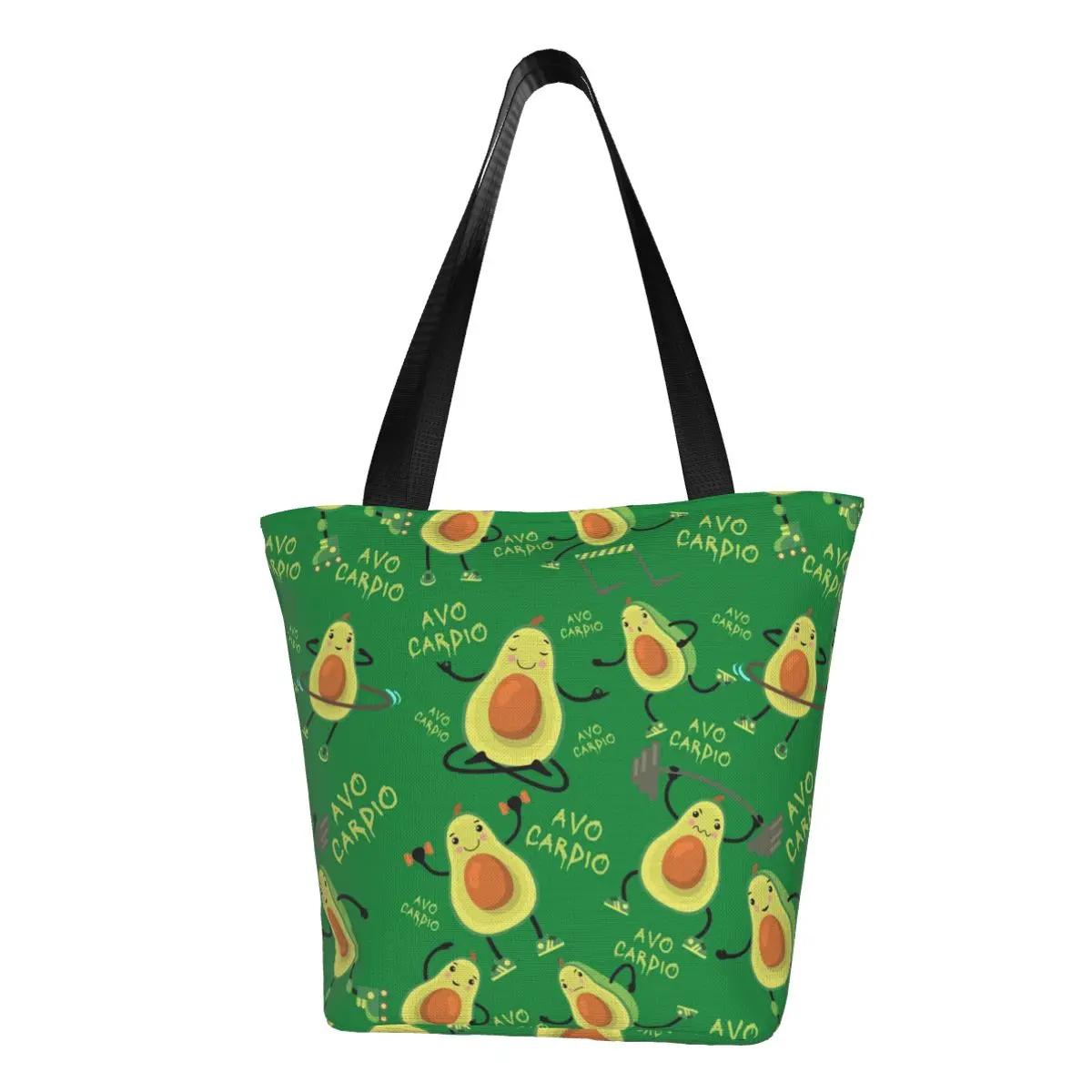 Процесът зелена Авокадо Кардио, забавно чанта за пазаруване с шарени авокадо, холщовая чанта-тоут, здрави торбички за пазаруване в магазини за хранителни стоки Изображение 0