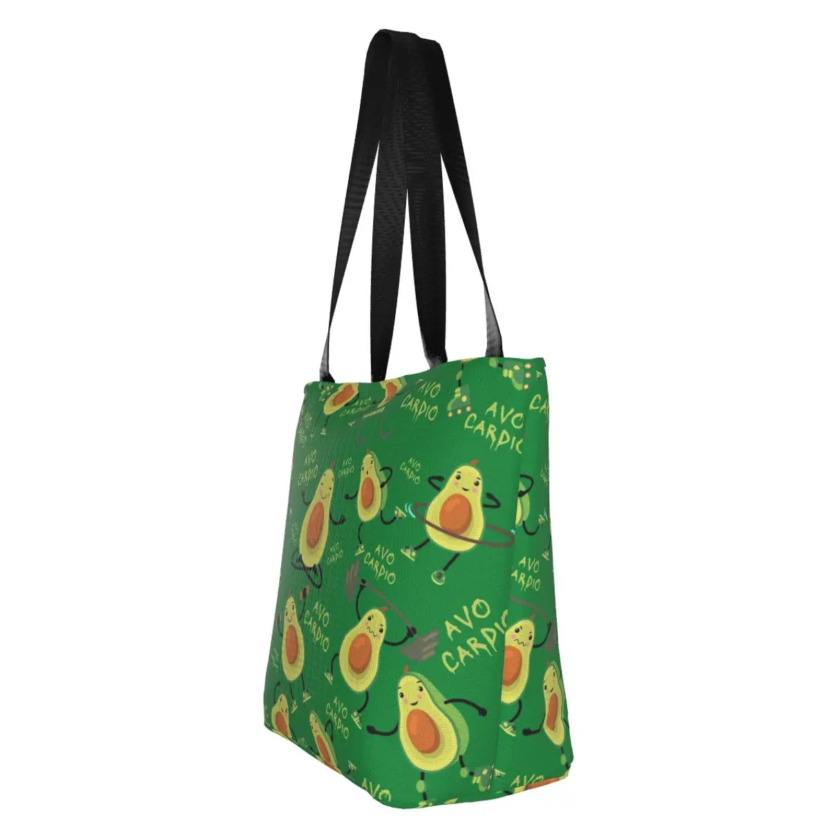 Процесът зелена Авокадо Кардио, забавно чанта за пазаруване с шарени авокадо, холщовая чанта-тоут, здрави торбички за пазаруване в магазини за хранителни стоки Изображение 2