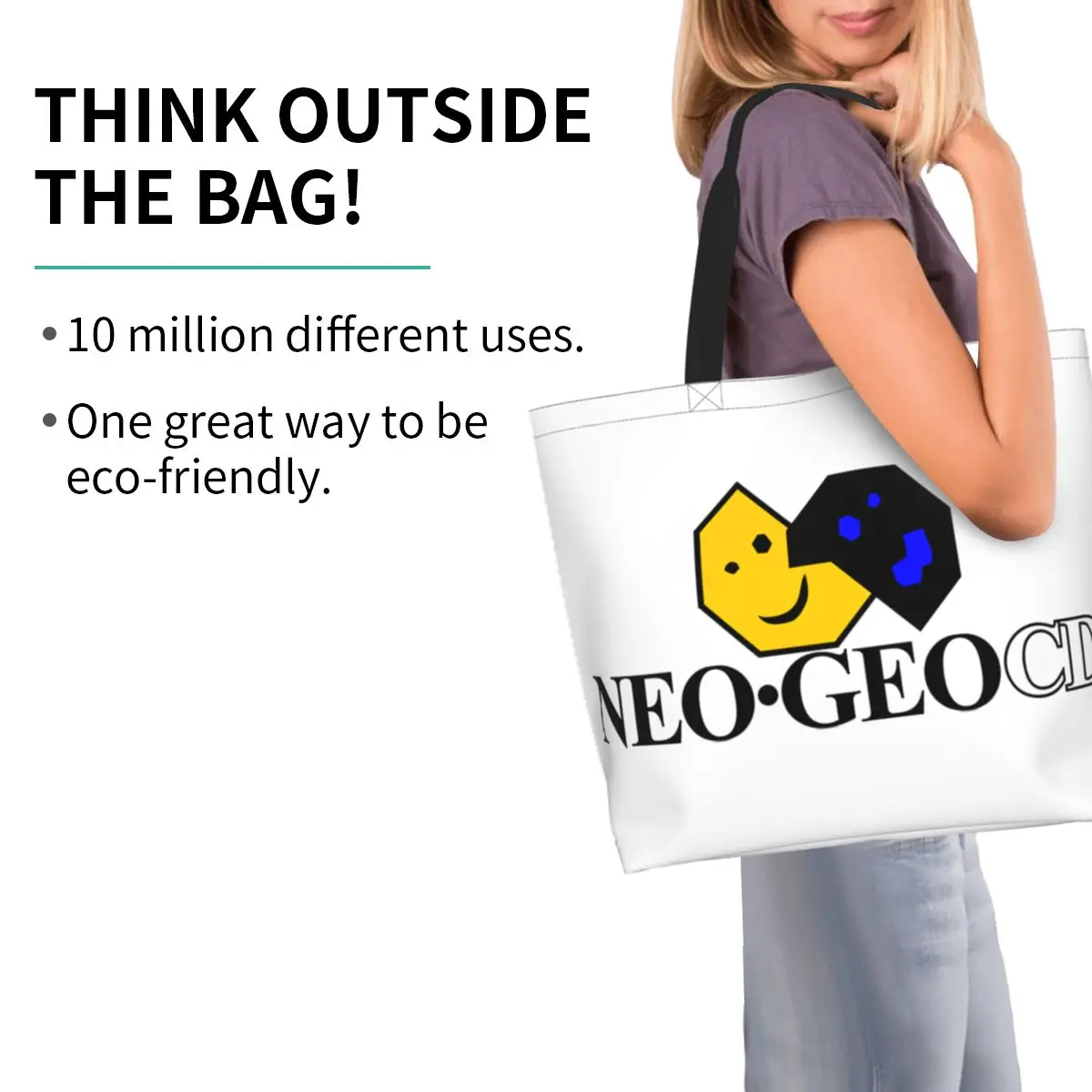 Симпатична чанта за пазаруване с логото на Neo Geo, множество аркадна игра Neogeo, продуктова холщовая пазарска чанта през рамо Изображение 1