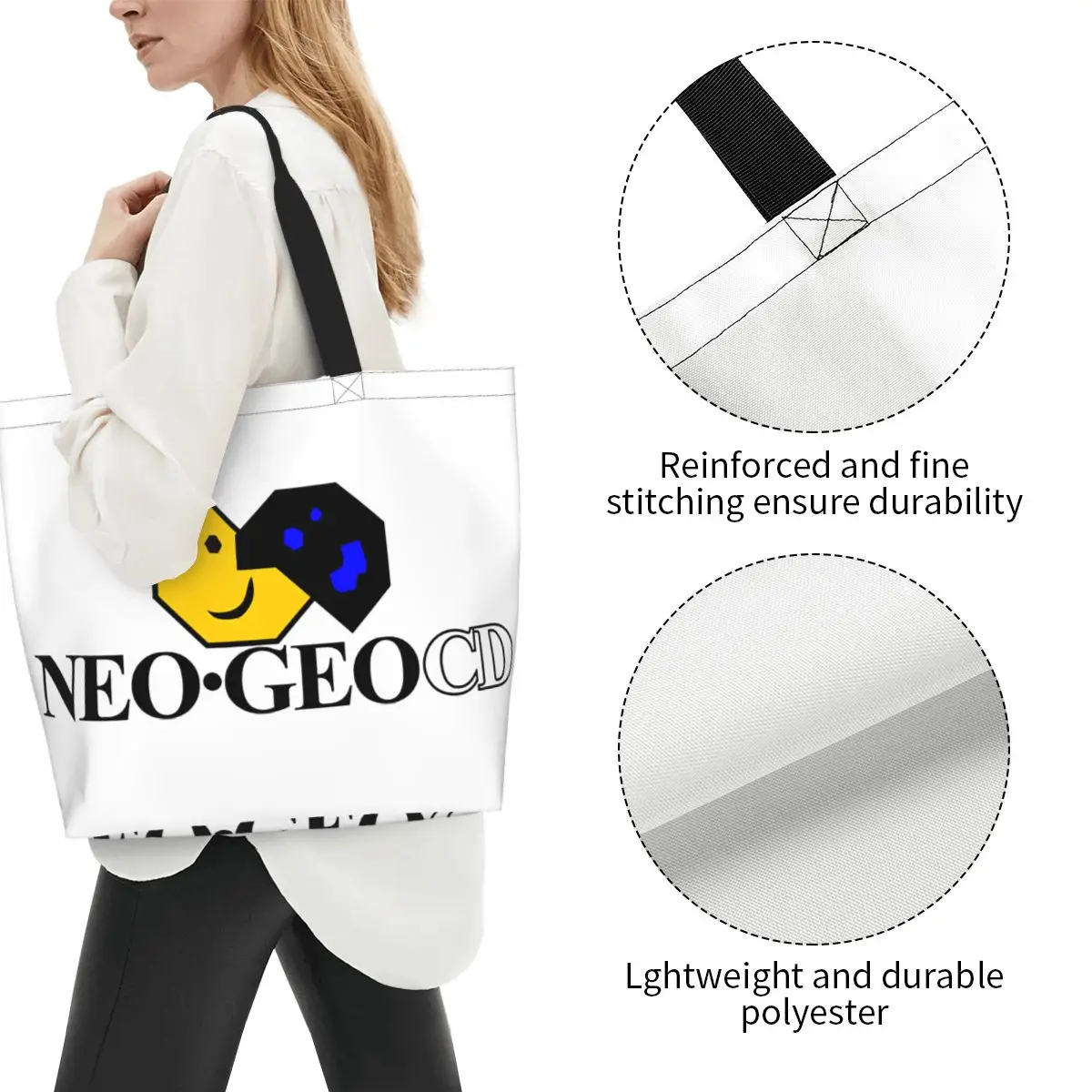 Симпатична чанта за пазаруване с логото на Neo Geo, множество аркадна игра Neogeo, продуктова холщовая пазарска чанта през рамо Изображение 2