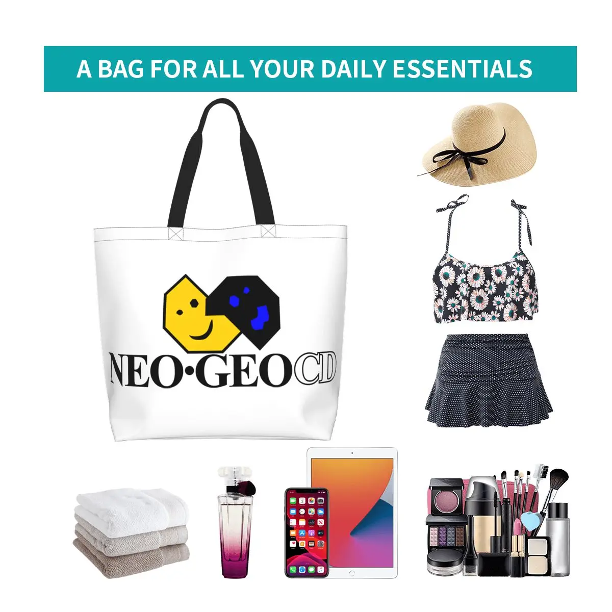 Симпатична чанта за пазаруване с логото на Neo Geo, множество аркадна игра Neogeo, продуктова холщовая пазарска чанта през рамо Изображение 5