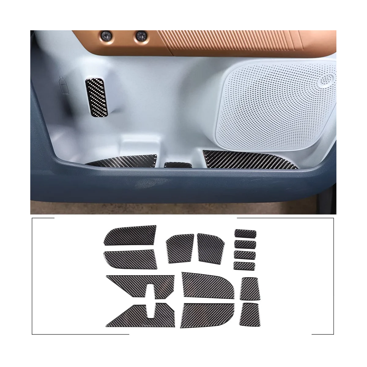 Комплект подложки за автомобилни врати, въздушни етикети за Ford Maverick 2022 2023, Аксесоари за интериора - Меко въглеродни влакна Изображение 1