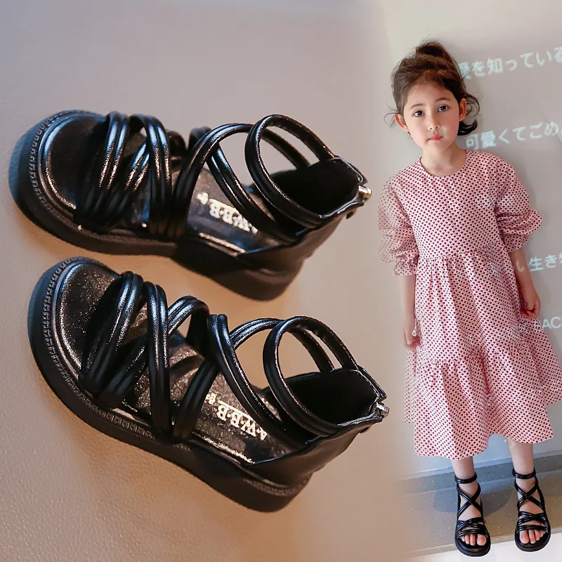 Модни летни сандали за момичета, дамски детски плажни обувки за малки и големи деца, Размерът на 23-36 подметка Изображение 0