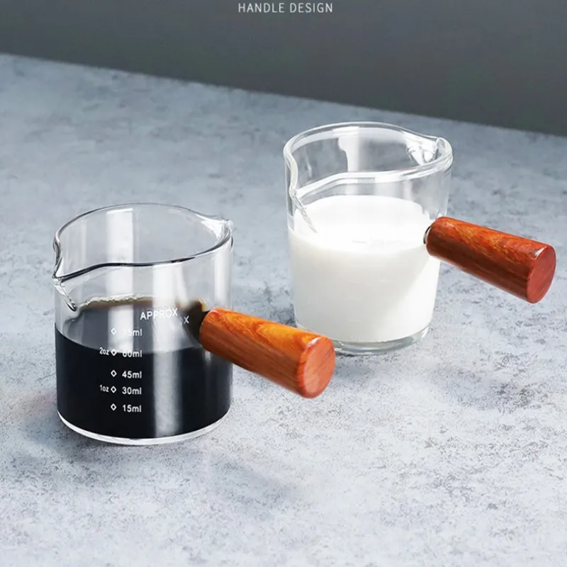 Италианската чаша за еспресо в Стъклена с градуированным мерным чаша в унции, чаша за екстракция, малко млечни чаша ръчна изработка, огнеупорни молочник Изображение 0