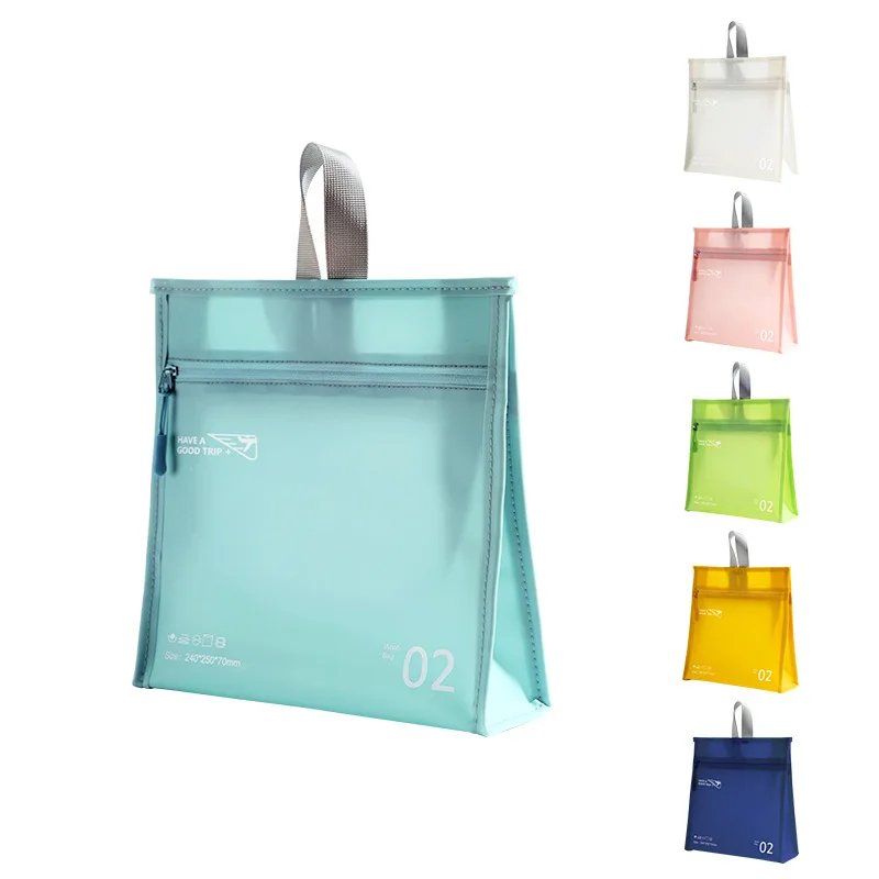Открийте проста чанта-тоут от PVC желейного цветове, дамски чанти-организаторите, дизайн 2023, Козметика, органайзер за грим, пътна косметичка за жени Изображение 4