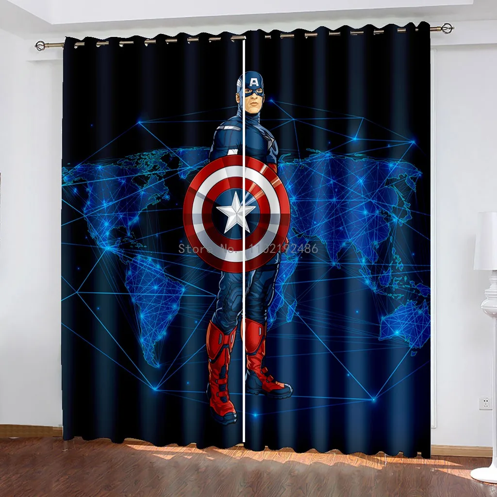 Капитан Америка, Тор спайдърмен затеняющий завеса Спалня Тема хола Затемняющий эркерный завеса Коледен подарък за момчета Изображение 2