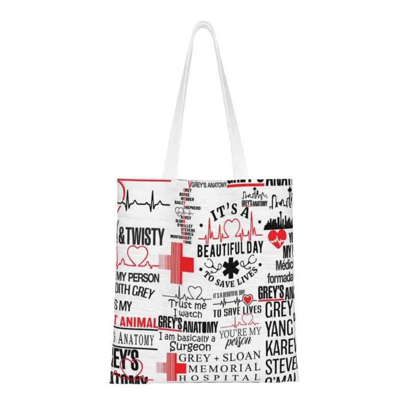 Чанта за покупки от grey ' s Anatomy, холщовая чанта за пазаруване, чанта за рамо, по-голям капацитет, моющаяся чанта за комедийного телефильма Изображение 0
