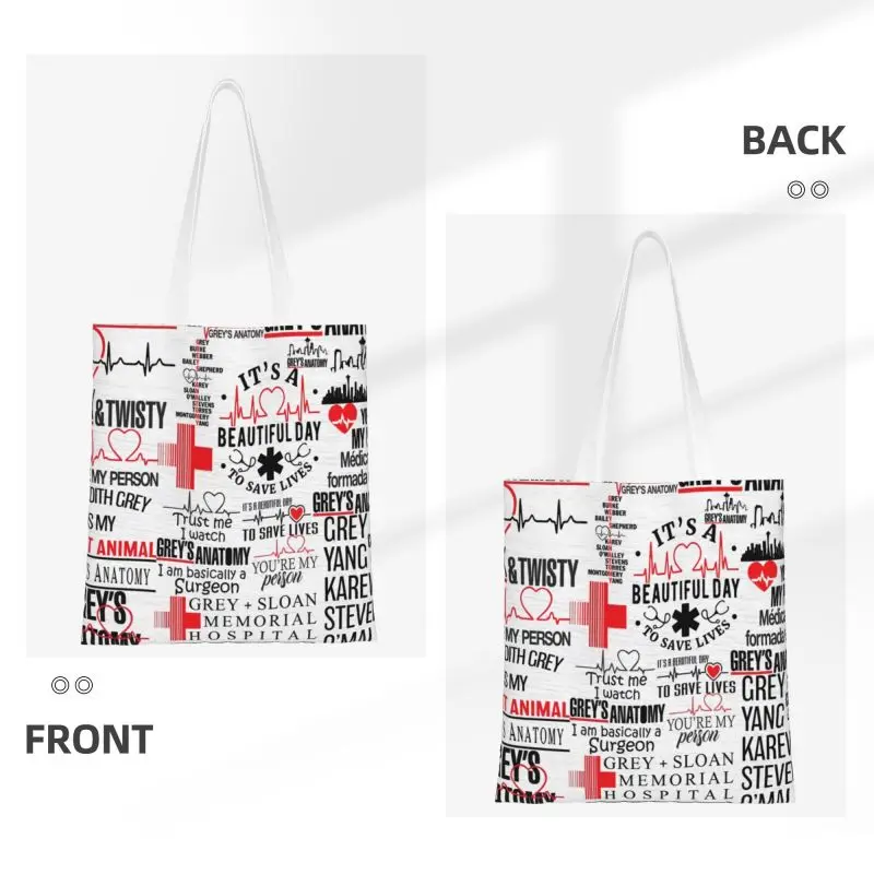 Чанта за покупки от grey ' s Anatomy, холщовая чанта за пазаруване, чанта за рамо, по-голям капацитет, моющаяся чанта за комедийного телефильма Изображение 1