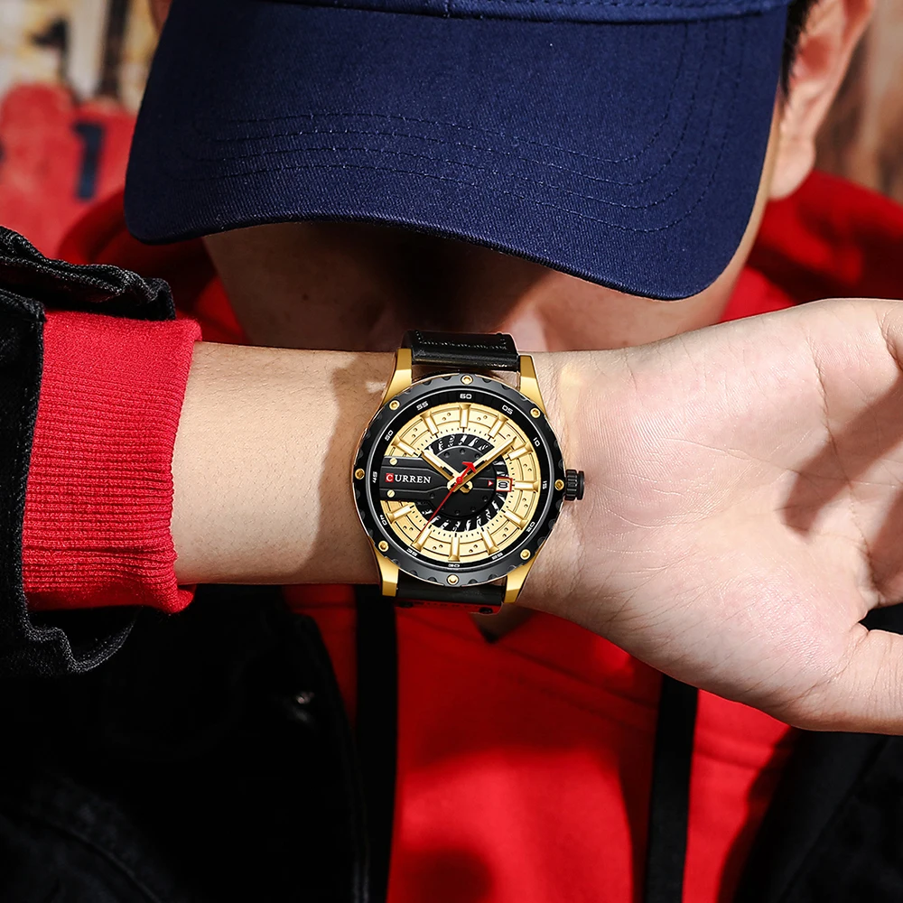 Curren Мъжки часовник 2021 Луксозна Марка Спортни Кожени Мъжки Ръчен Часовник Водоустойчив Часовник от Розово Злато Мъжки Reloj Hombre 2021 Изображение 5