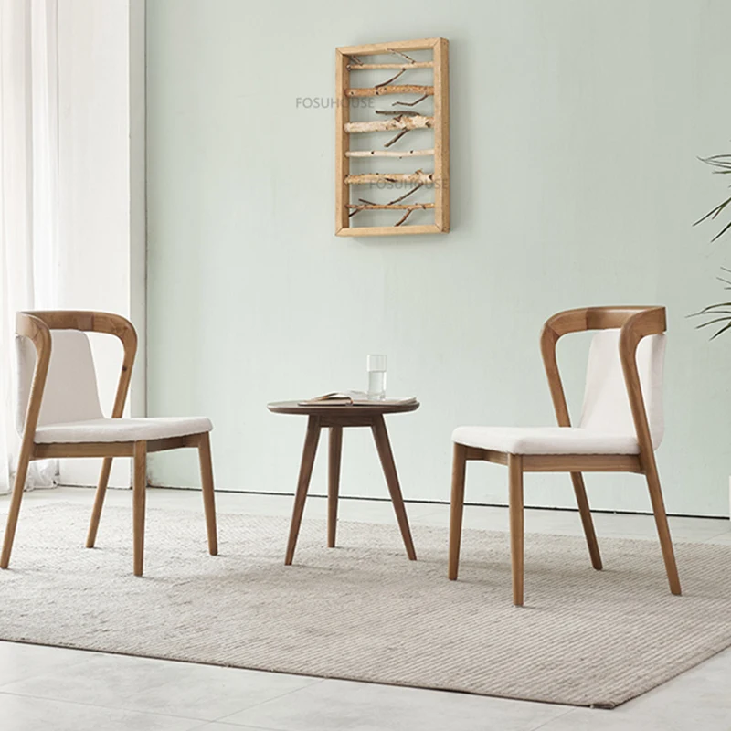 Скандинавските трапезни столове от масивно дърво за мебели за дома, Кухненски кът на стол с облегалка, Лесен за употреба, луксозна маса за хранене, стол за ресторант Изображение 4