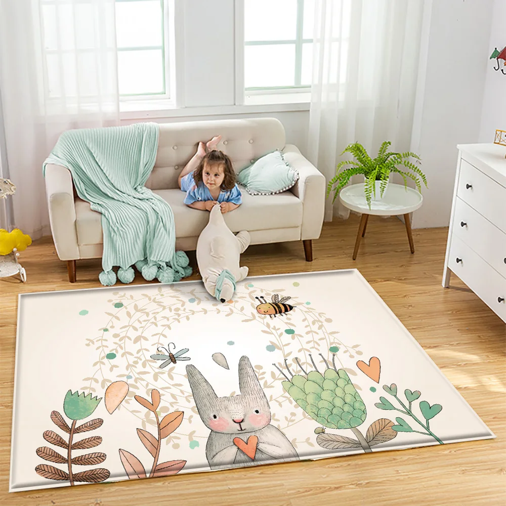 Декоративни килими за детската стая с изображение мультяшного на животното, зайци, пчели, детски игри килим за проследяването стъпки пълзи, коридор, балкон, нескользящий подложка за пода Изображение 0