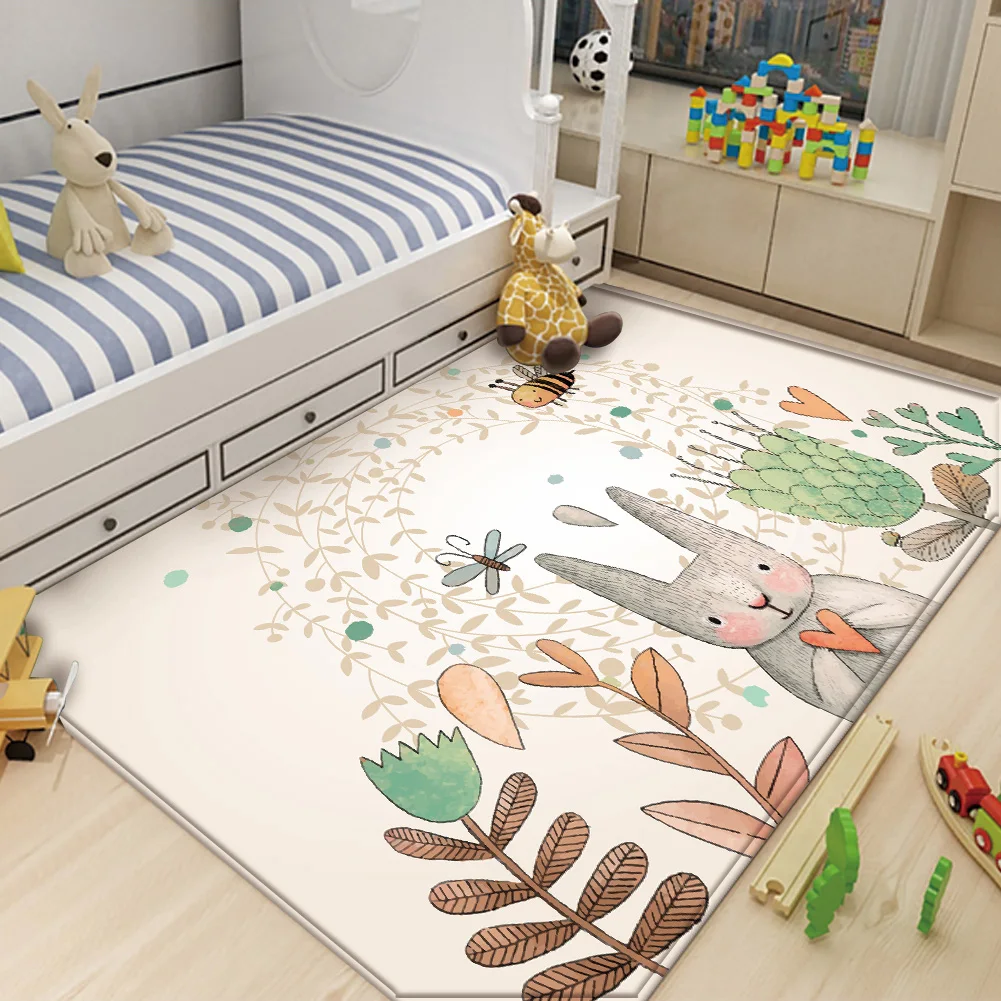 Декоративни килими за детската стая с изображение мультяшного на животното, зайци, пчели, детски игри килим за проследяването стъпки пълзи, коридор, балкон, нескользящий подложка за пода Изображение 1