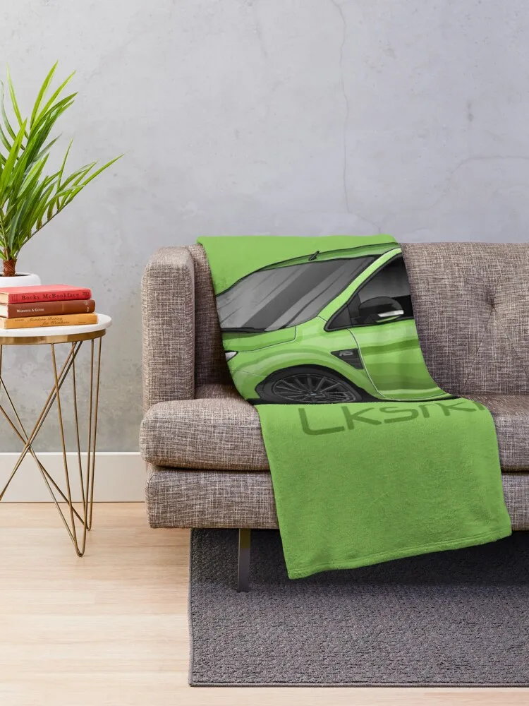 Зелено одеяло с модел на Ford Focus RS, луксозно одеяло, фланелевое топло одеяло с защита от търкалянето Изображение 1