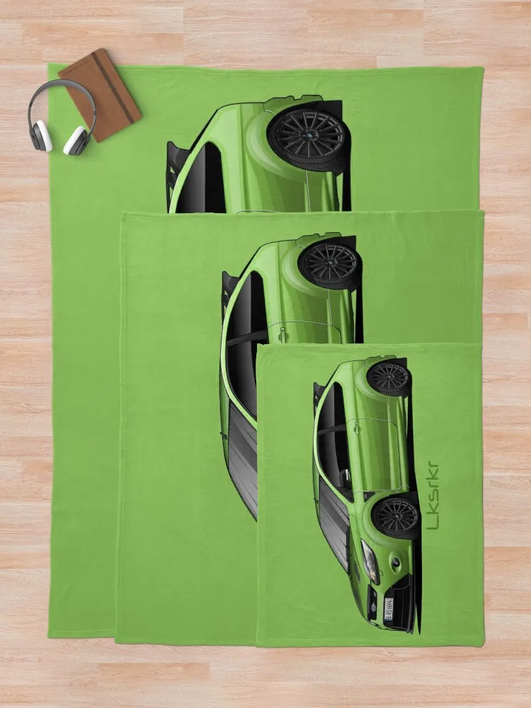Зелено одеяло с модел на Ford Focus RS, луксозно одеяло, фланелевое топло одеяло с защита от търкалянето Изображение 4