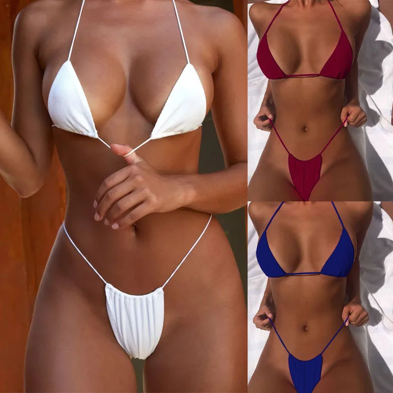 Ультранизкий класически шийката на колан, каишка за бикини, регулируема секси бански костюм с прерязано за почивка на плажа, партита на басейна Изображение 0
