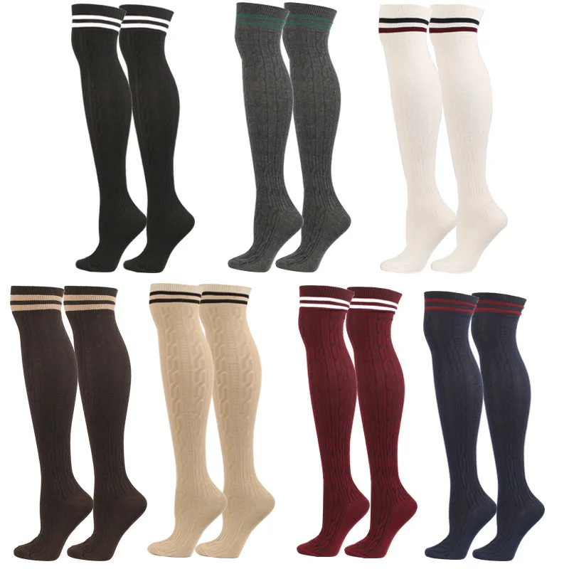 Компресия Чорапи Медии, Дълги Чорапи, в черно-бяла ивица, дамски чорапи над коляното, чорапи до бедрото, Костюми за cosplay в стил Лолита 