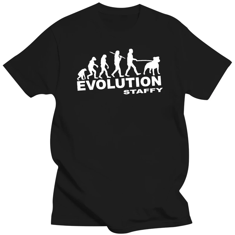 Еволюцията на Стаффи Мъжка Тениска Стафордшир териер Стаффи Staffie Staff Dog Изображение 0