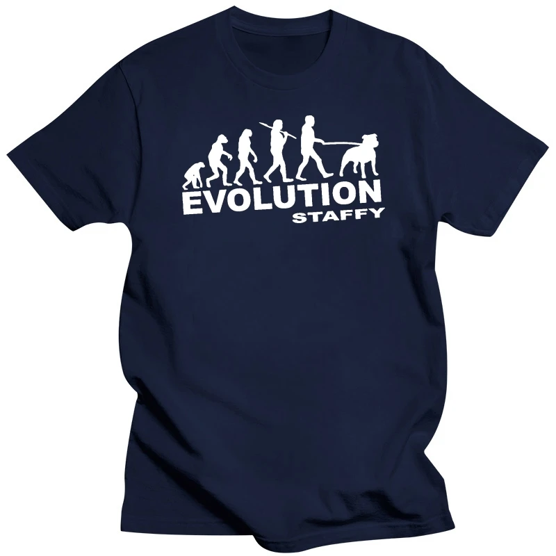 Еволюцията на Стаффи Мъжка Тениска Стафордшир териер Стаффи Staffie Staff Dog Изображение 1