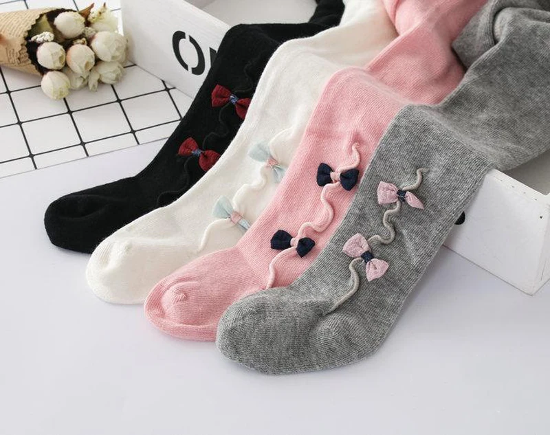 Чорапи за малки момичета, зимни топли възли чорапи принцеса, памучни чорапогащи с бантиком, детски чорапи носочные изделия от 0 до 3 години, Pantyhouse Изображение 0