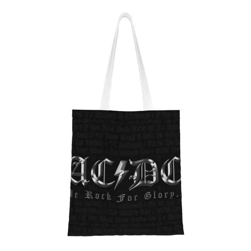 Модни Чанти-тоут за пазаруване в стила на хеви-метъл музиката на ac dc, рециклиране на продукти на австралийската рок група, холщовая пазарска чанта на рамото Изображение 0