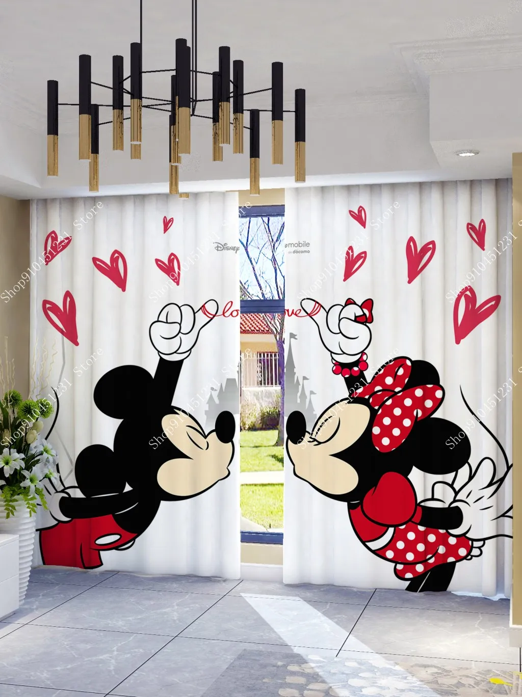 Завеса от 2 Панели Disney С Мики И Мини Маус, Термоизолированная, Затемняющая Светлина, Принудителна Детска Стая За Момичета, Затемняющая Прозорци, Покривка Изображение 0