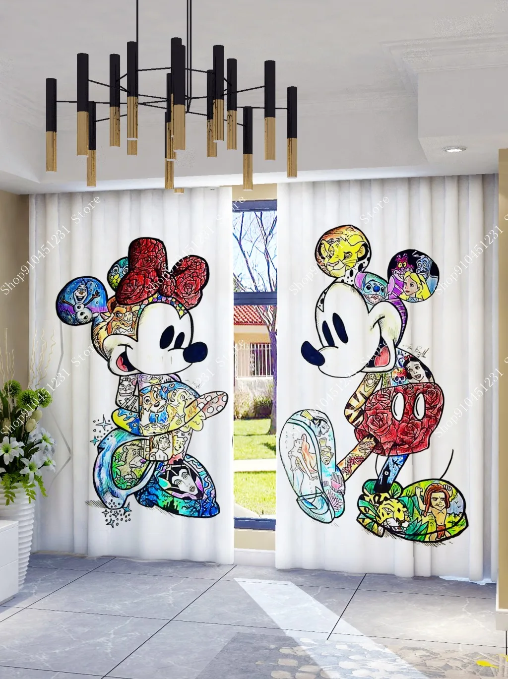 Завеса от 2 Панели Disney С Мики И Мини Маус, Термоизолированная, Затемняющая Светлина, Принудителна Детска Стая За Момичета, Затемняющая Прозорци, Покривка Изображение 1
