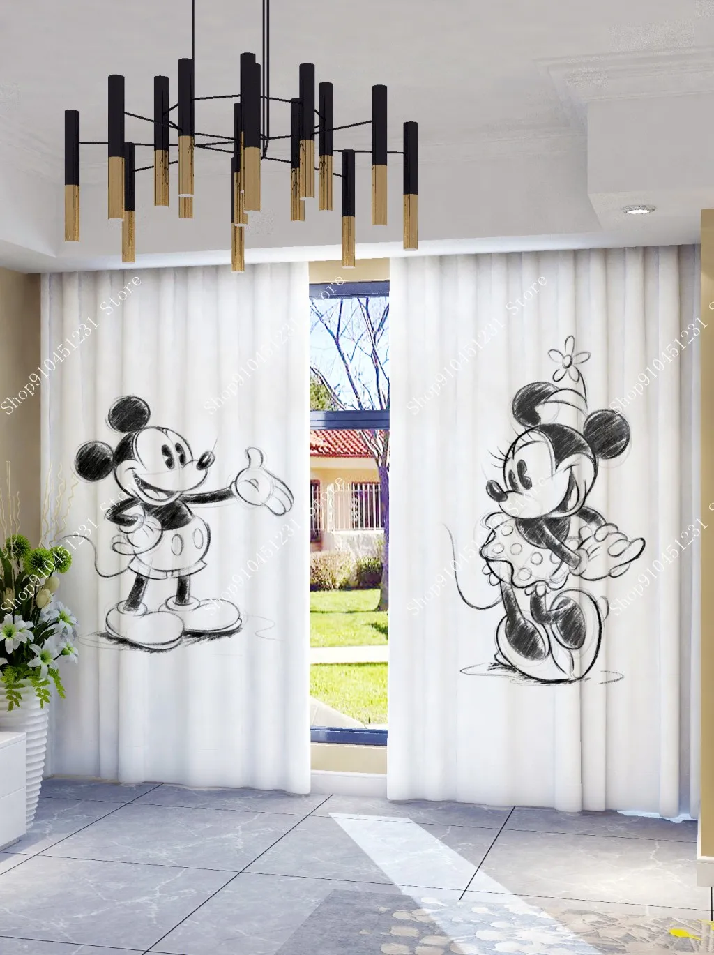 Завеса от 2 Панели Disney С Мики И Мини Маус, Термоизолированная, Затемняющая Светлина, Принудителна Детска Стая За Момичета, Затемняющая Прозорци, Покривка Изображение 2