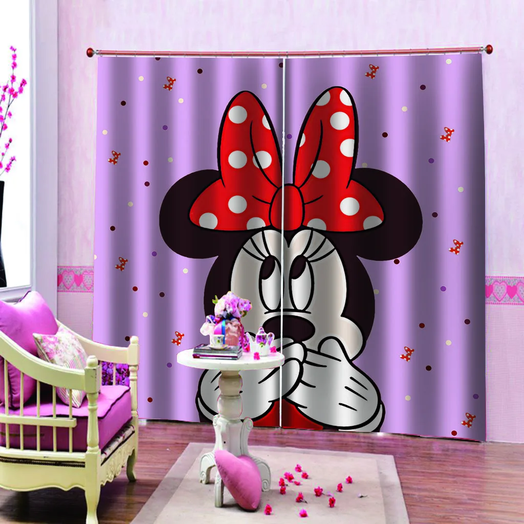 Завеса от 2 Панели Disney С Мики И Мини Маус, Термоизолированная, Затемняющая Светлина, Принудителна Детска Стая За Момичета, Затемняющая Прозорци, Покривка Изображение 5